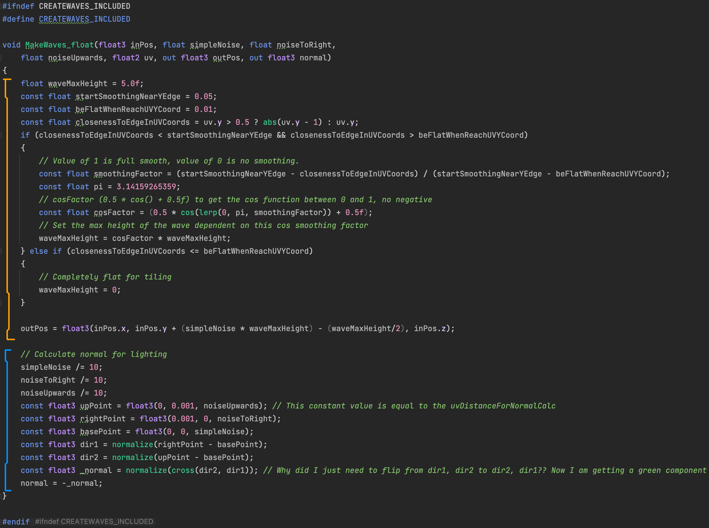 Create waves function